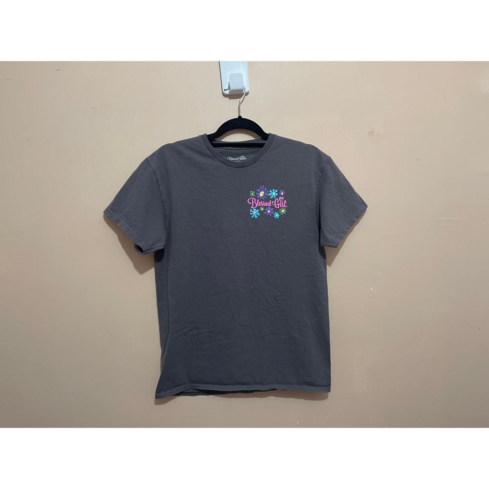Blessed Girl Kind People Christian T-Shirt Inspirational Rainbow Floral Medium‎